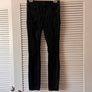 Express Pre-Ripped Mid-rise Black Jean Leggings